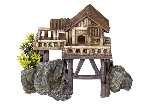 [NB28057] Aqua Ornaments "HOUTEN HUIS" - met planten
