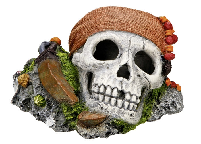 Aquaornamenten "PIRATENSCULL" L14,5 x B12,5 x H8,5 cm 