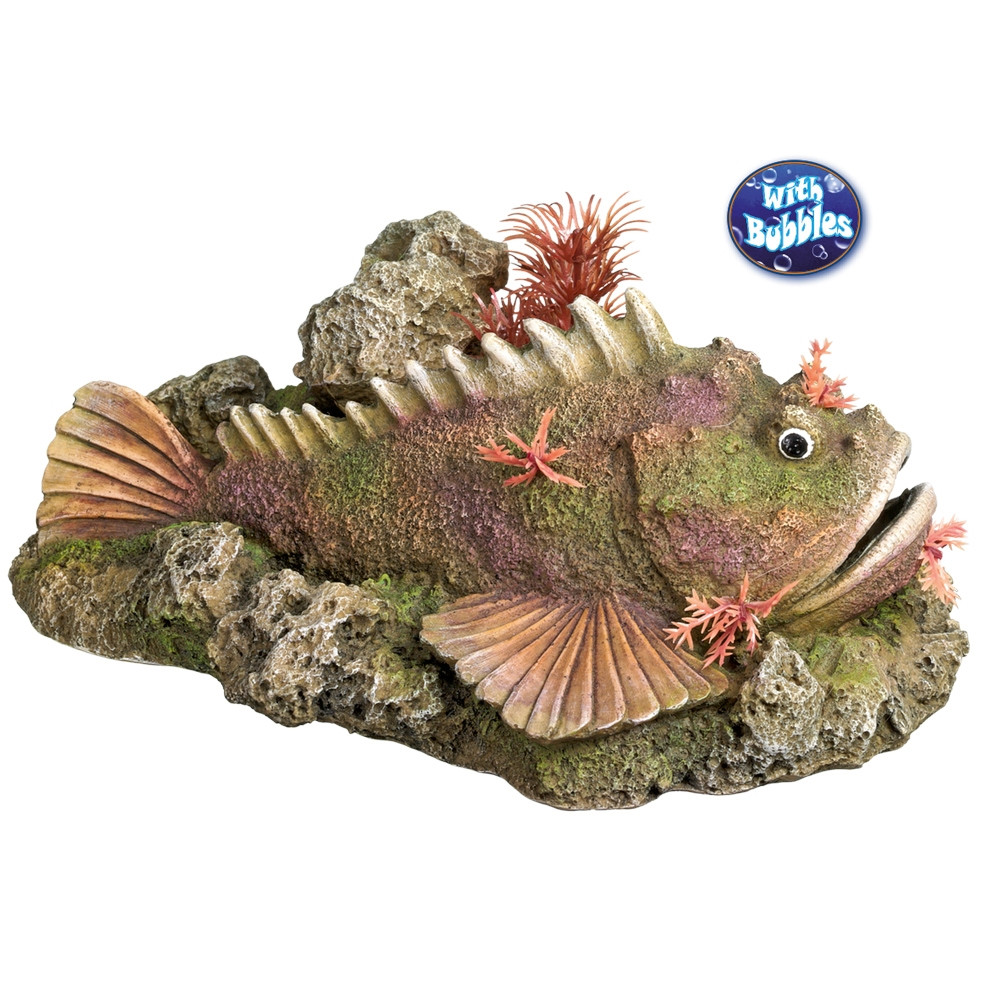 Aqua Ornamenten "STEENVIS" MET PLANTEN