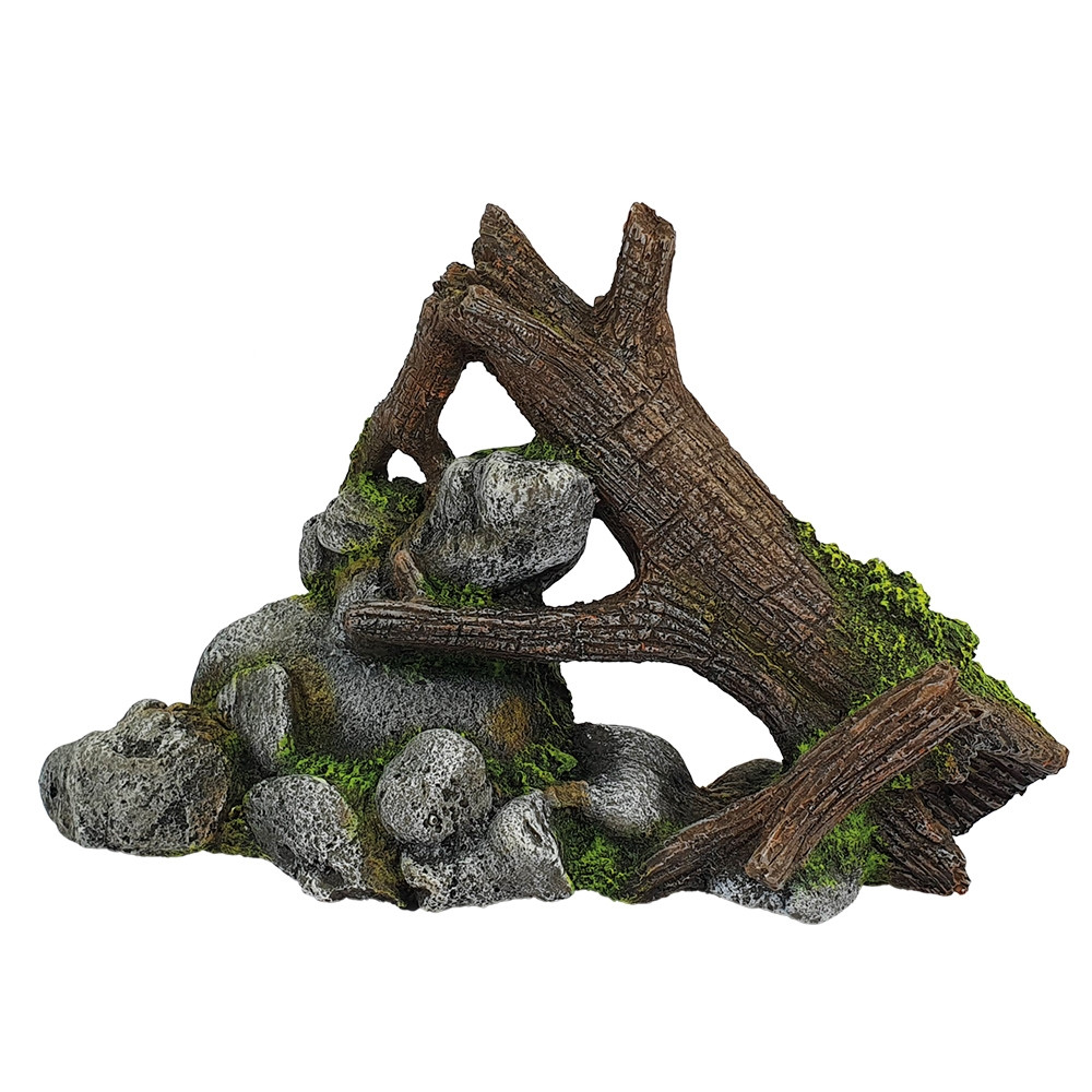 Aquaornamenten "HOUT MET ROTS" 23,5 x 9 x 14,7 cm 