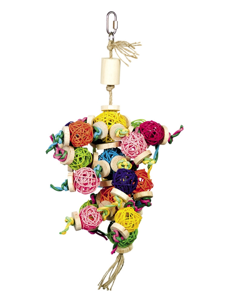Cage Toy, speelgoed met rieten ballen 37 x 18 cm 