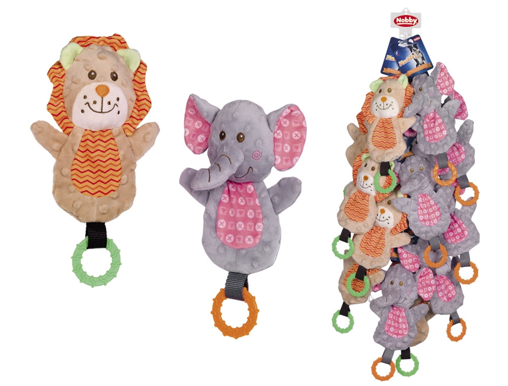 Pluche leeuw en olifant strip 12 st, 27 cm 