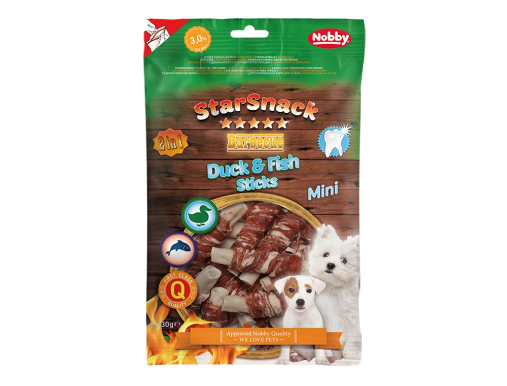 StarSnack Barbecue MINI Eend & Visstick  130 g,  12 mm, 6,0 cm 