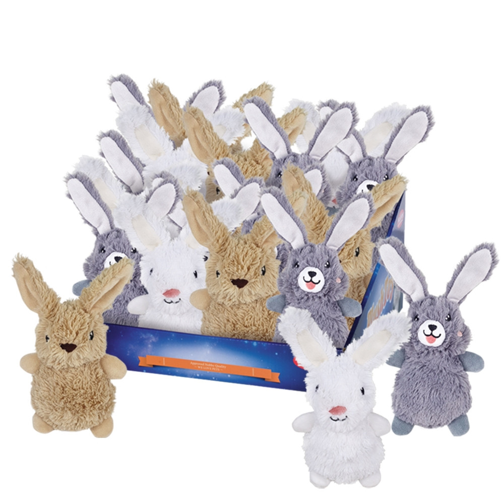 Pluche konijnen display 15 st, 18,5 - 20 cm Mix kleuren
