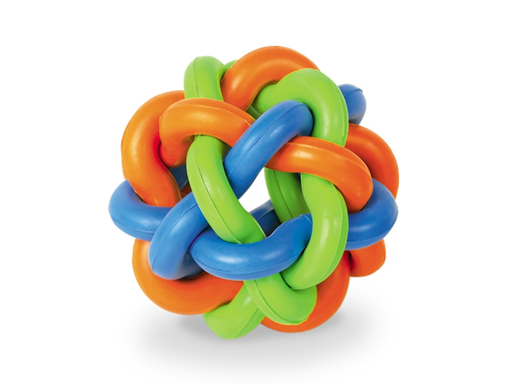 Rubberen geknoopte bal 9,5 cm 