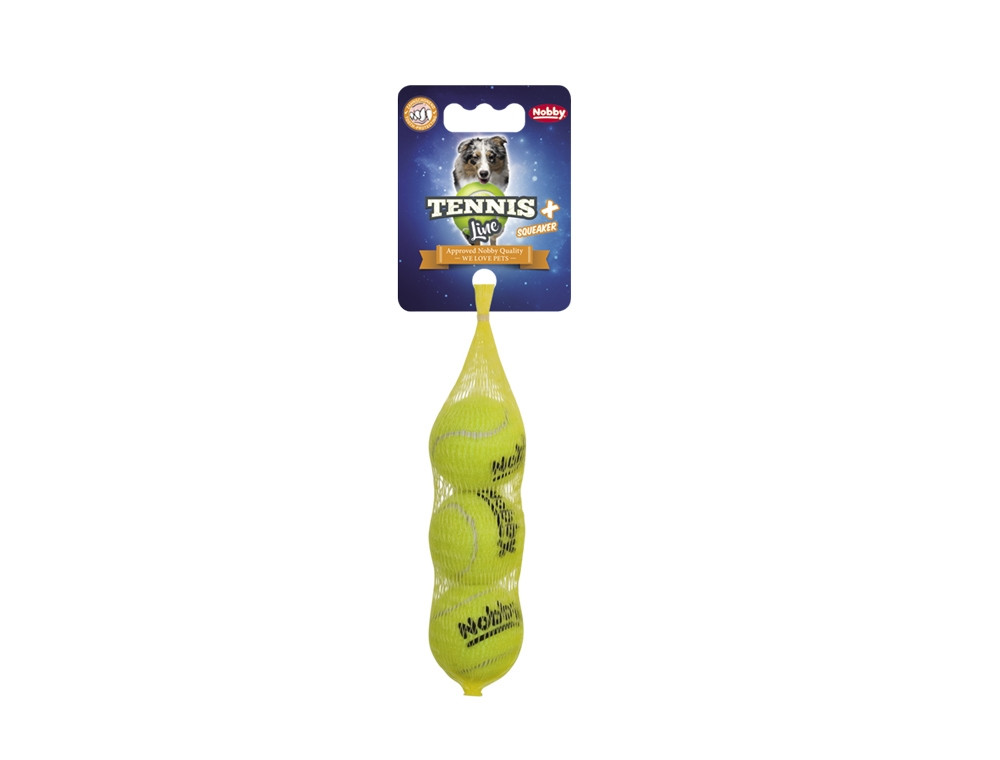 Tennisbal met pieper XS 4,0 cm; Net of 3 st. 
