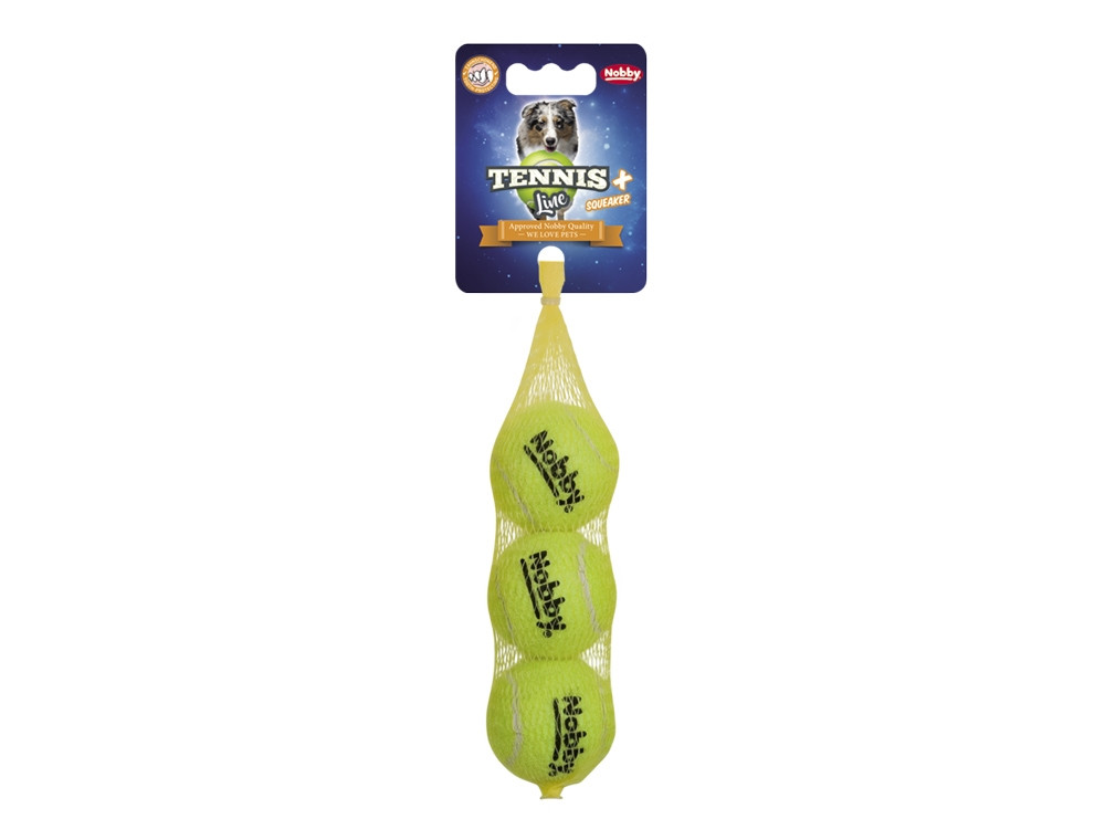 Tennisbal met pieper S 5,0 cm; Net of 3 st. 