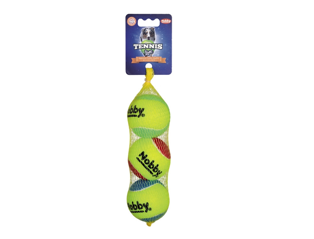 Tennisbal M 6,5 cm; Net of 3 st. Mix kleuren