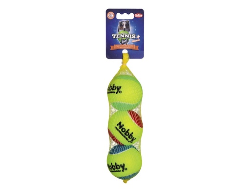 [NB60496] Tennisbal met pieper M 6,5 cm; Net of 3 st. Mix kleuren