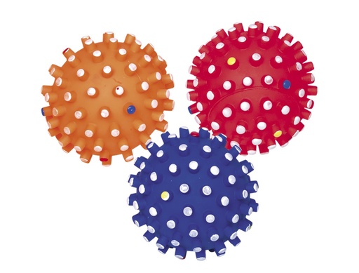 [NB61206] Vinylbal "CLASSIC" met pieper en noppen  10 cm Mix kleuren
