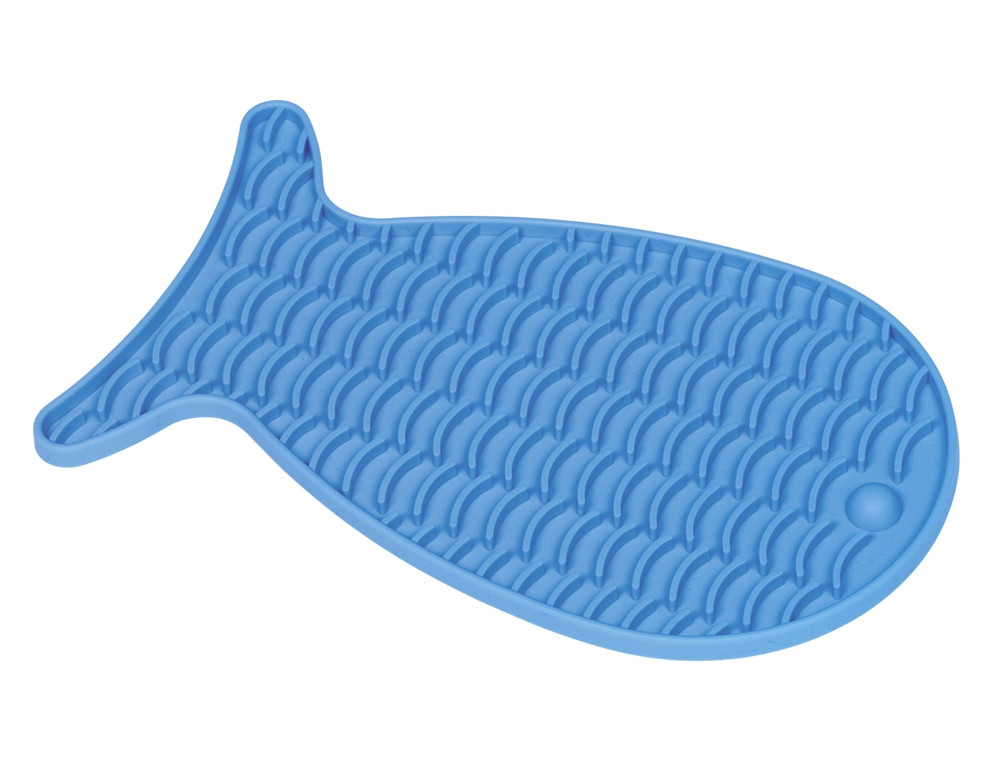Siliconen activiteitenkom "Vis" 23 x 13,5 cm blauw