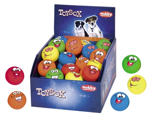 [NB62368] Latex "Gekke Gezichten" display 60 st, 5,5 cm Mix kleuren