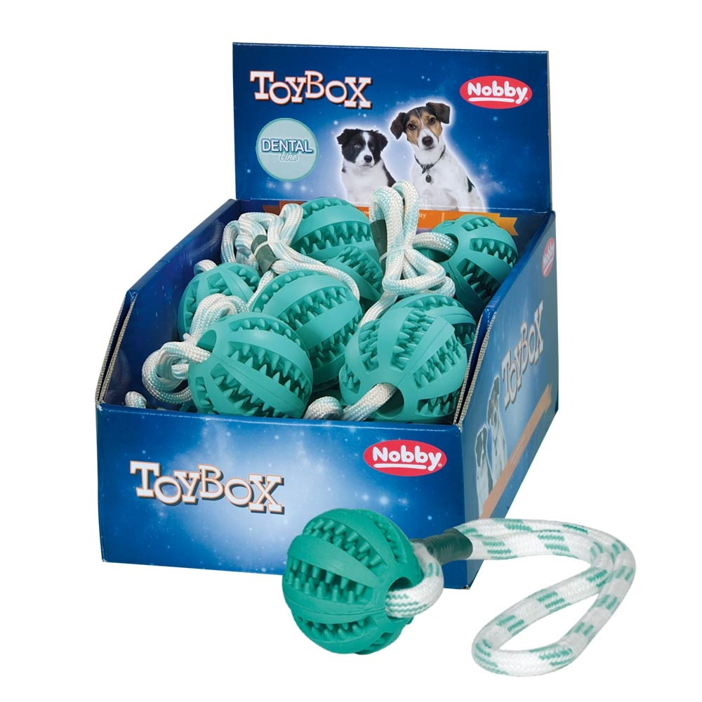 Rubberen bal met touw "DENTAL LINE"