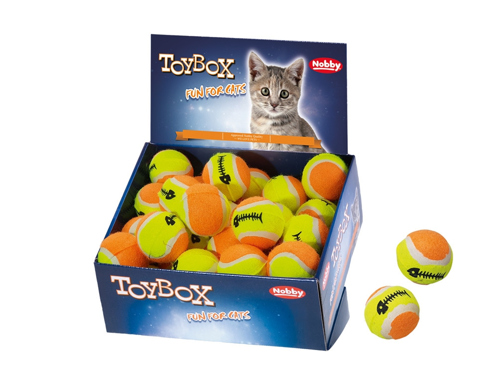 Tennisbal voor katten display 32 pieces,  4,5 cm 