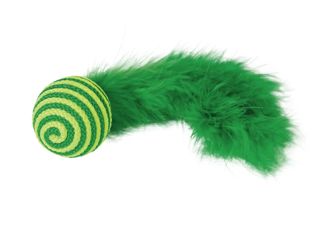 Bal met rammelaar en veer 19 cm 