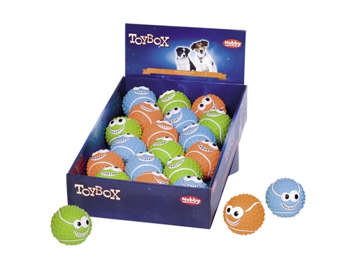 [NB66974] Latex "Happy Ballen" display 18 st, 6,5 cm Mix kleuren 