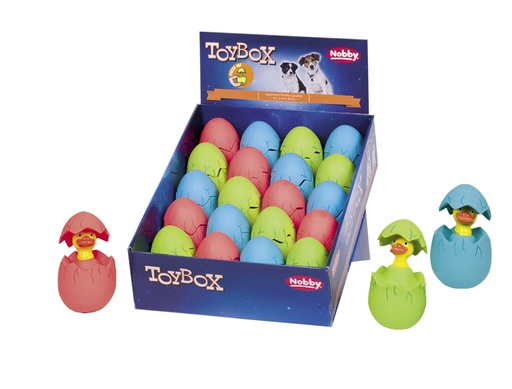 [NB66995] Latex "Ei-Druk op mij!" display 20 st, 9,5 + 12,5 cm Mix kleuren 