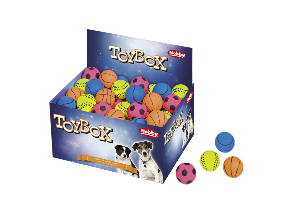 Schuimrubberen ballen 4,7 cm; display 72 st. Mix kleuren