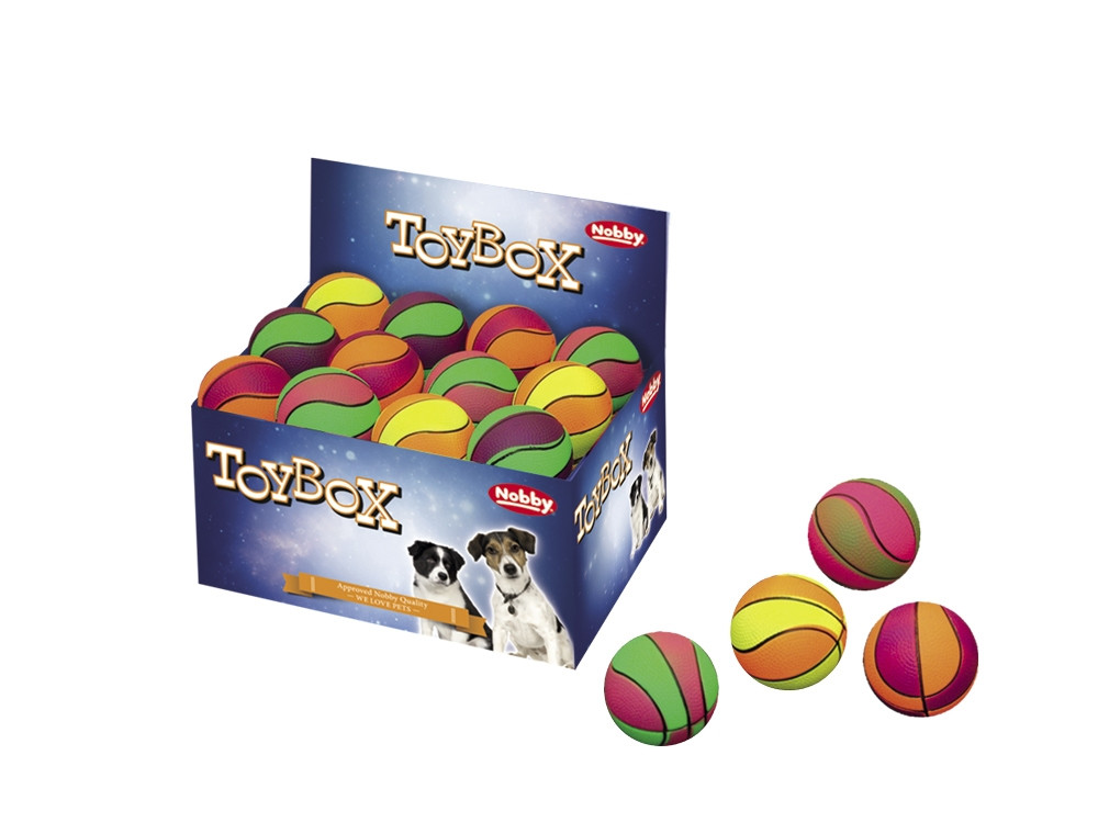Basketbal van schuimrubber 6,3 cm; display 24 st. Mix kleuren