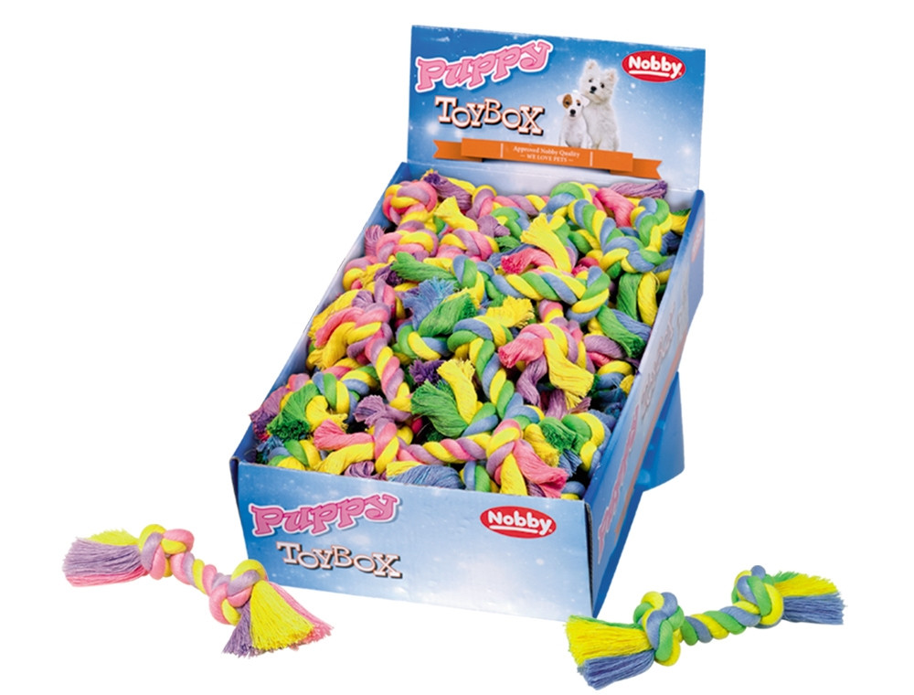 Touwspeeltje, puppybox "Katoenen touw" display 60 st. 