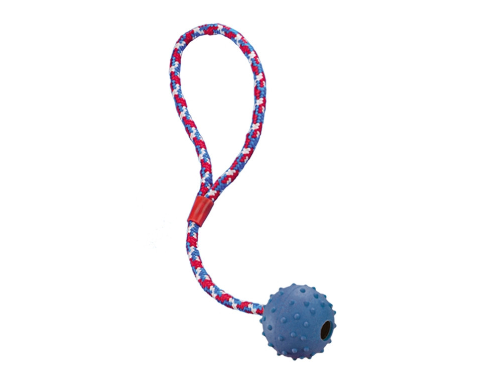 Rubberen bal met noppen, bel en touw 5 cm Mix kleuren