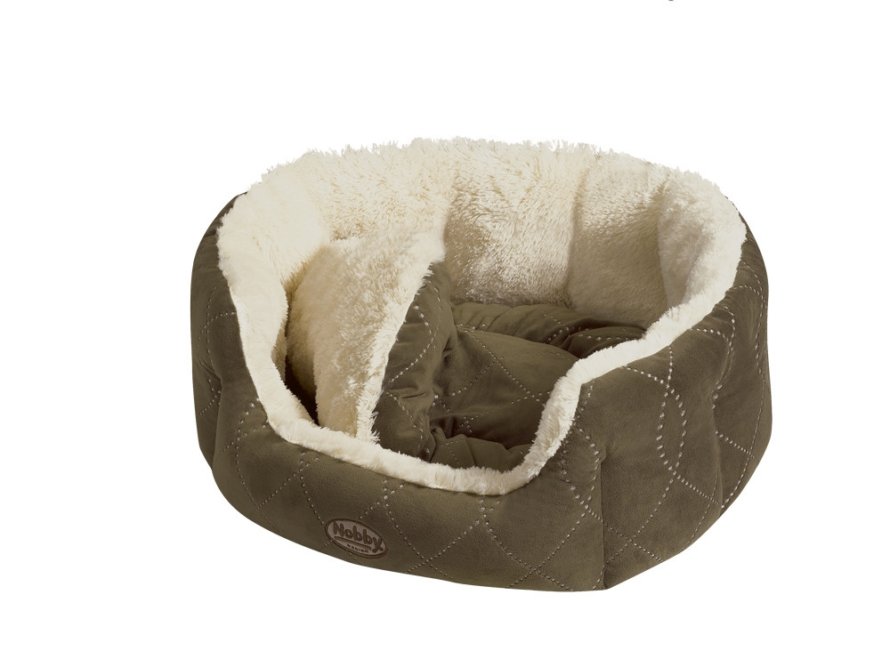 Comfortbed ovaal "CENO" l x b x h: 65 x 57 x 22 cm beige/bruin