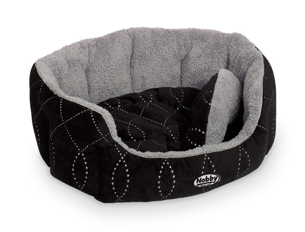 Comfortbed ovaal "CENO" l x b x h: 65 x 57 x 22 cm zwart/grijs
