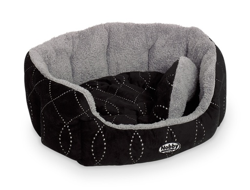 [NB71547] Comfortbed ovaal "CENO" l x b x h: 65 x 57 x 22 cm zwart/grijs