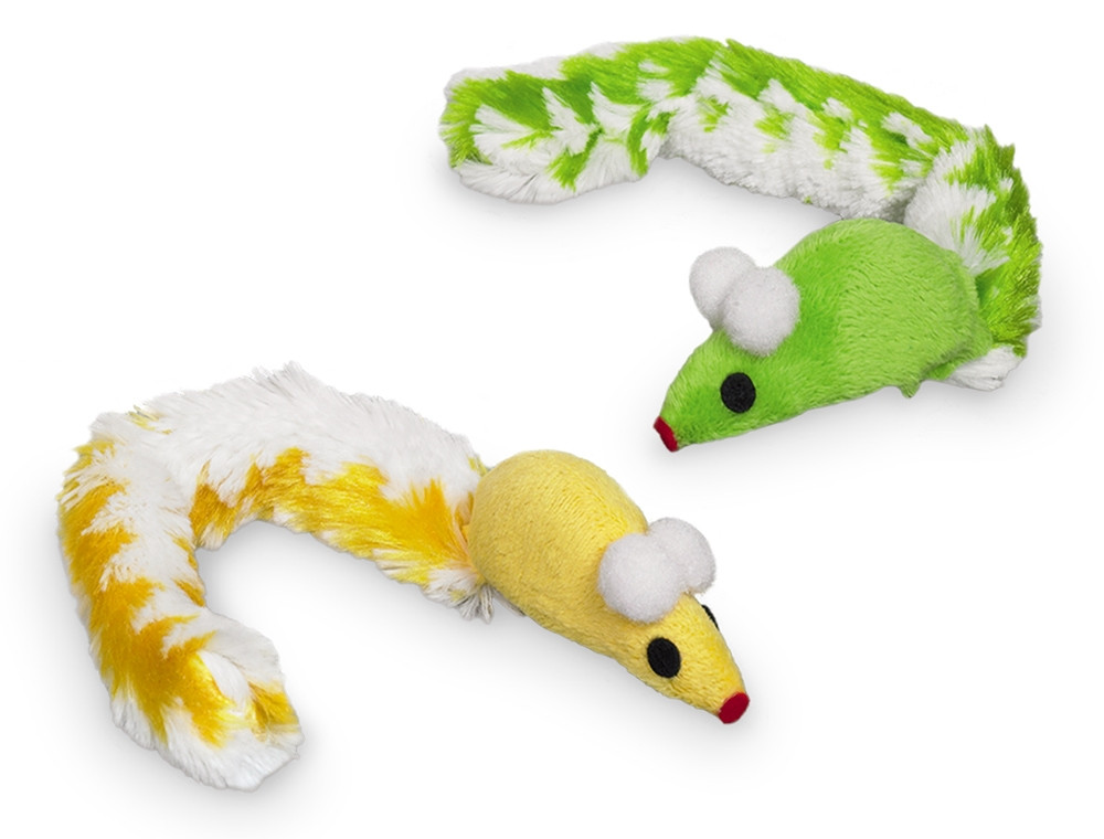 Pluche muis met pluche staart, met kattenkruid 2 St, 7 cm 