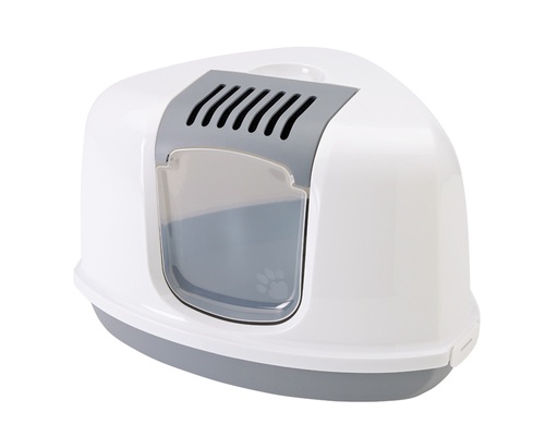 [NB72178] Kattentoilet "NESTOR CORNER" 58,5 x 45,5 x 40 cm grijs-wit