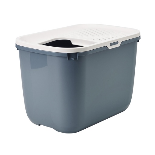 [NB72253] Kattentoilet "Hop In" steenblauw-wit
