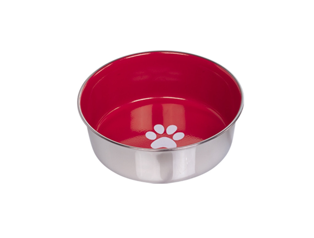 Roestvrijstalen kom HEAVY PAW, antislip 20,5 cm 1,90 ltr rood