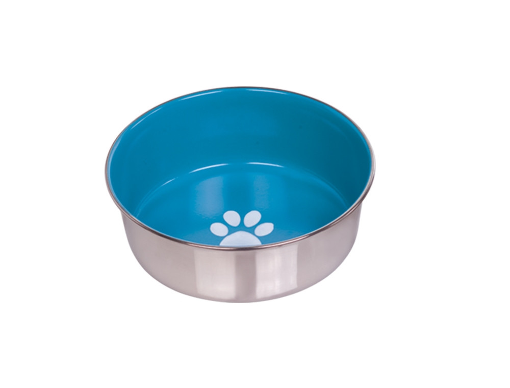 Roestvrijstalen kom HEAVY PAW, antislip 20,5 cm 1,9 ltr licht blauw