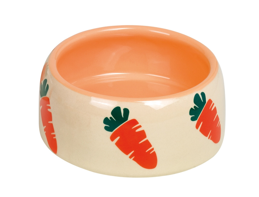 Keramische voerbak "WORTEL"  12cm; 250 ml beige/oranje
