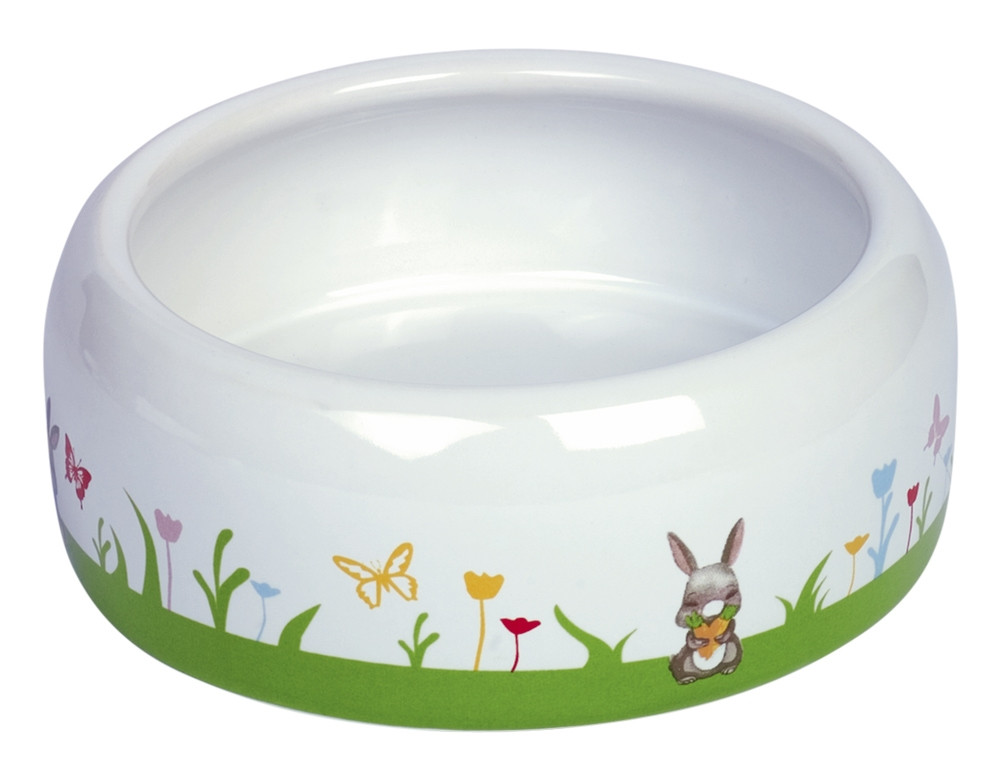 Knaagdier keramische voerbak "Bloem"  14 cm; 500 ml wit/