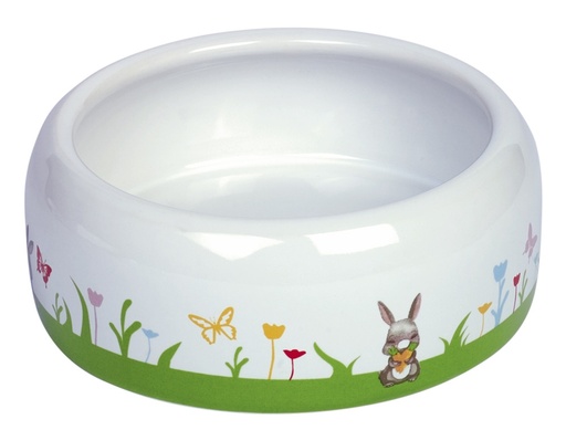 [NB73752] Knaagdier keramische voerbak "Bloem"  14 cm; 500 ml wit/