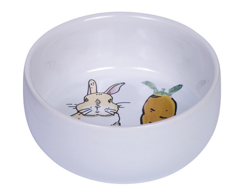 [NB73753] Knaagdier Keramieken schaal "Wortel Plus"  11cm x 4,5 cm; 300 ml wit