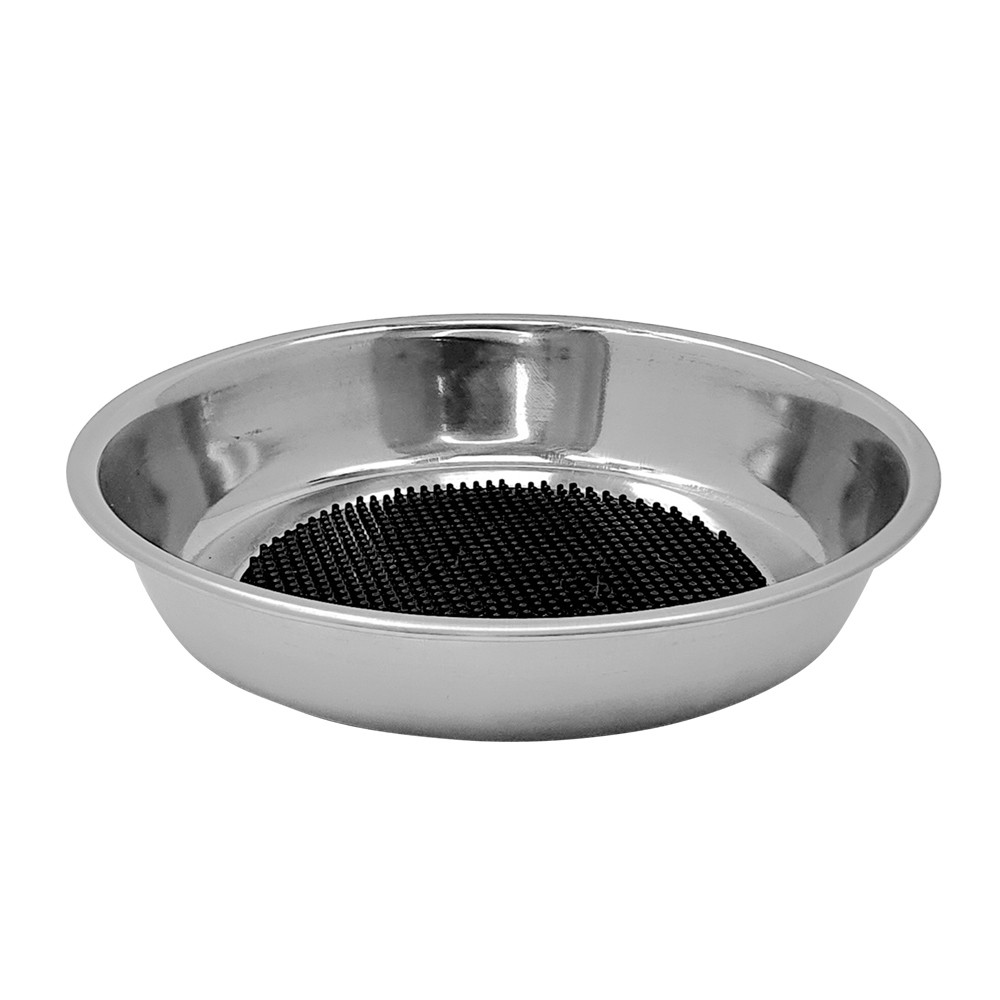 RVS kom met likmat, antislip  13,5 x 3 cm;  200 ml 
