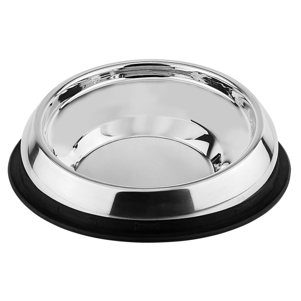 RVS kom platte snuit honden, met rubberen ring
