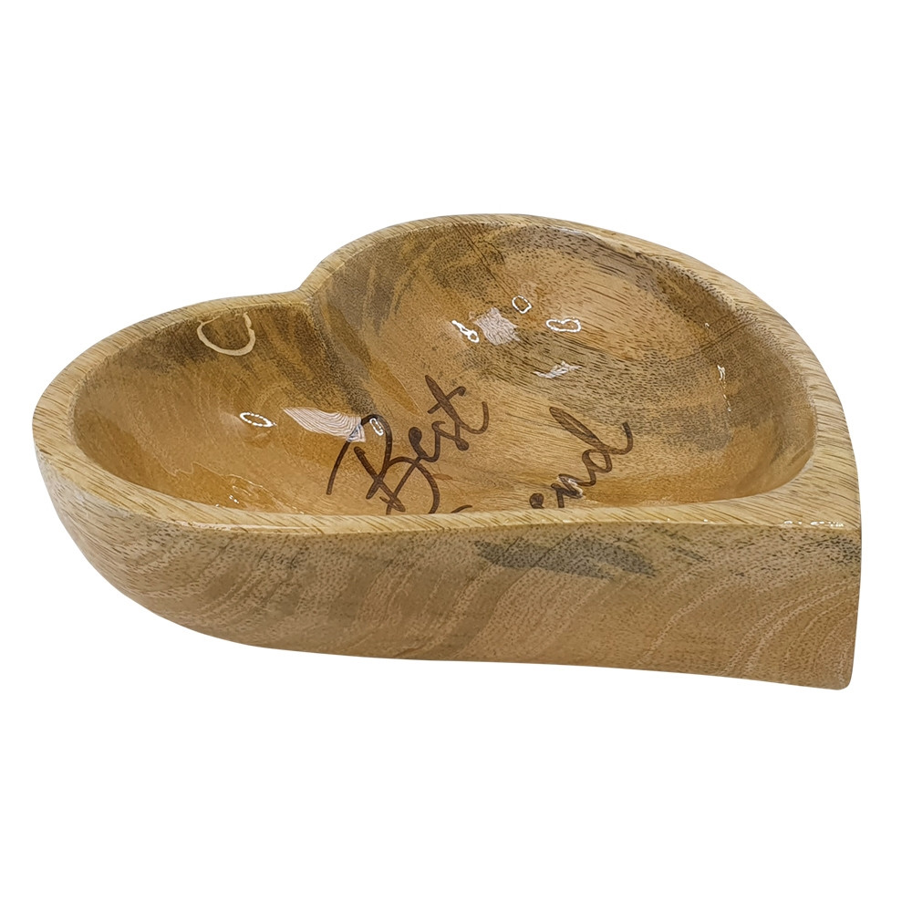 Houten kom "HEART", antislip 16 x 16 cm;  280 ml 