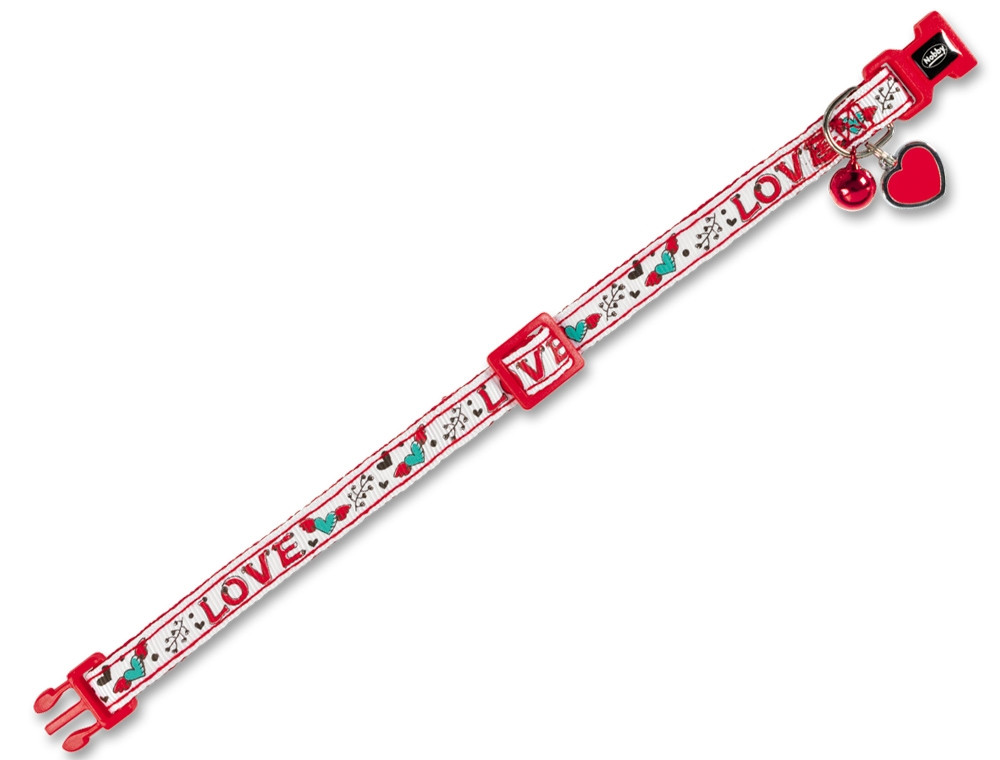 Kattenhalsband "LOVE"  wit/rood
