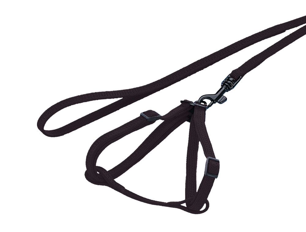 Knaagdierenset nylon voor fretten/ratten Riem: 1 m zwart