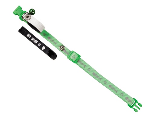 [NB7807035] Adres Kattenhalsband "Mijn baas is"  licht groen