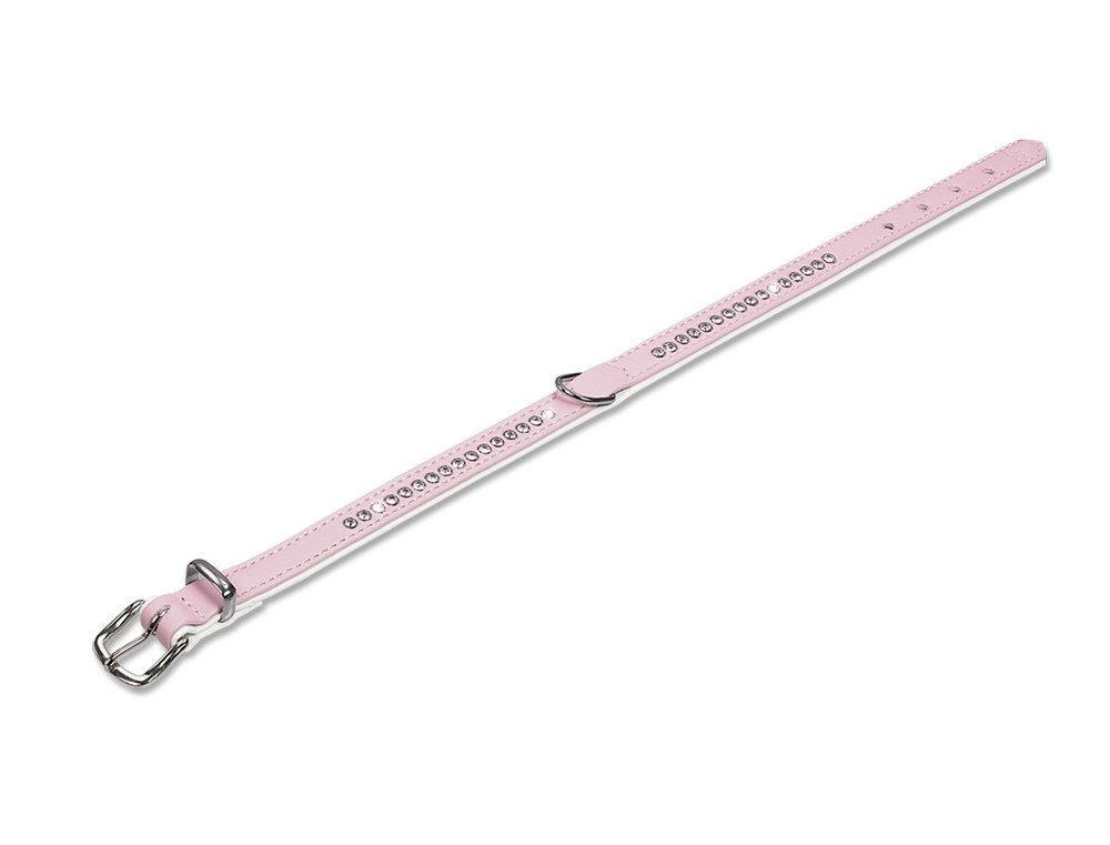 Kraag "Crystal" enkele rij 27 cm (18-23 cm); 12/14 mm roze/wit