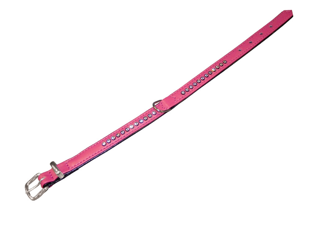 Kraag "Crystal" enkele rij 27 cm (18-23 cm); 12/14 mm fuchsia/zwart
