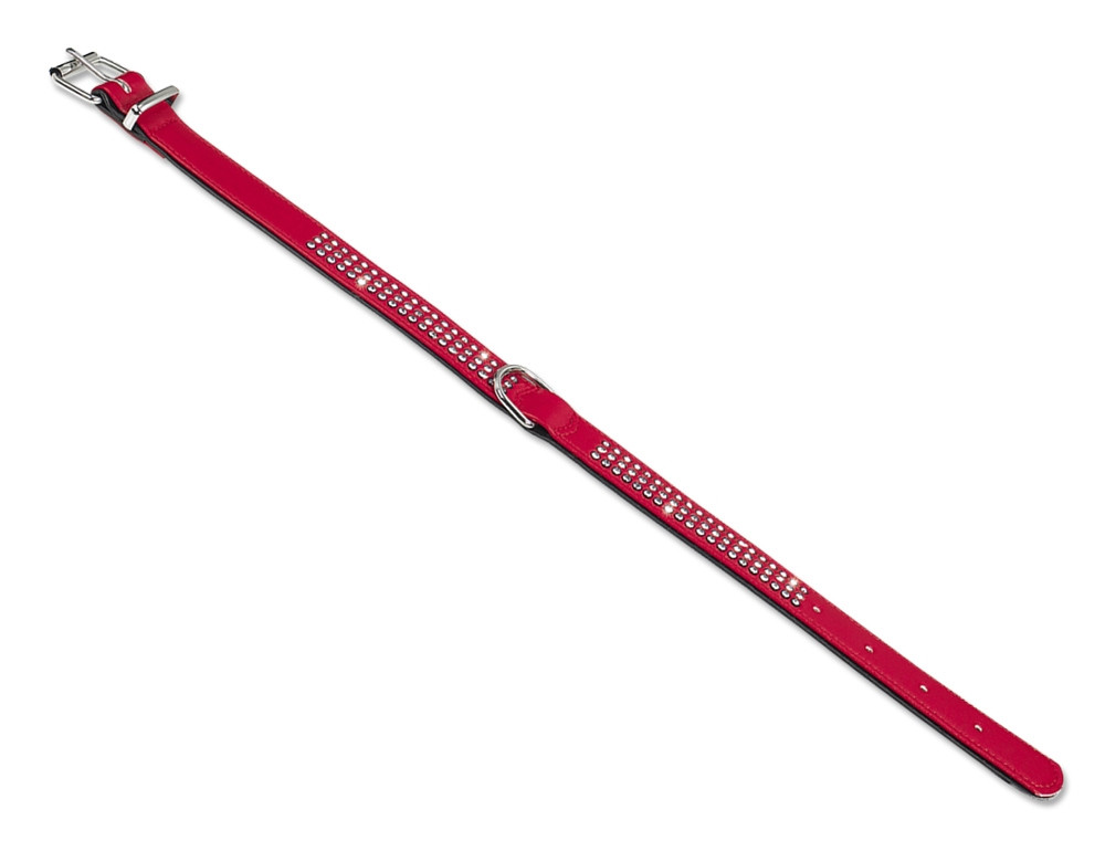 Kraag "Crystal" dubbele rij 37 cm (27-32 cm); 17/19 mm rood