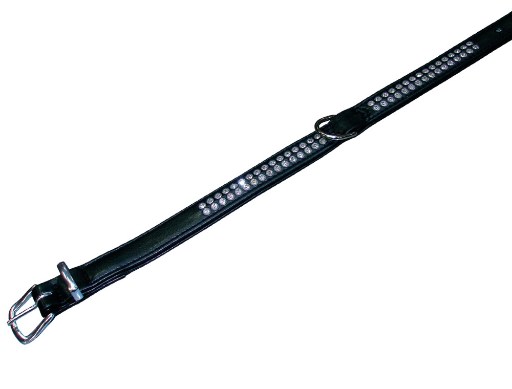 Kraag "Crystal" dubbele rij 37 cm (27-32 cm); 17/19 mm zwart