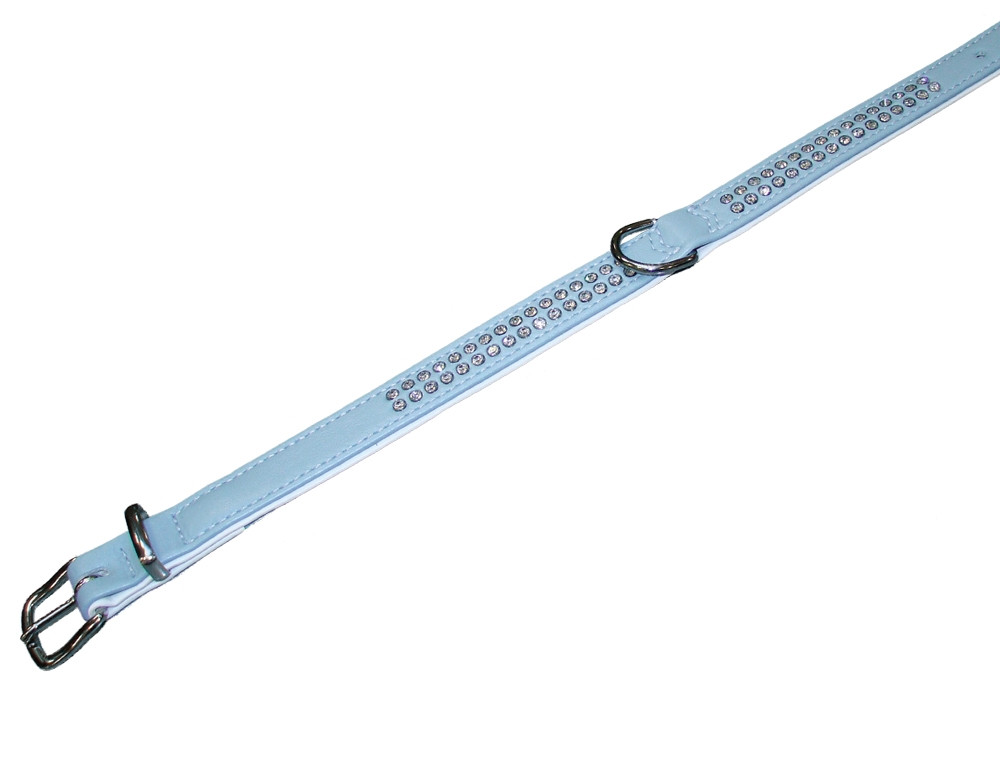 Kraag "Crystal" dubbele rij 37 cm (27-32 cm); 17/19 mm licht blauw/wit