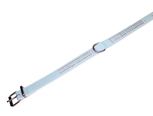 [NB7870732] Kraag "Crystal" drievoudige rij 52 cm (38-46 cm); 22/24 mm licht blauw/wit