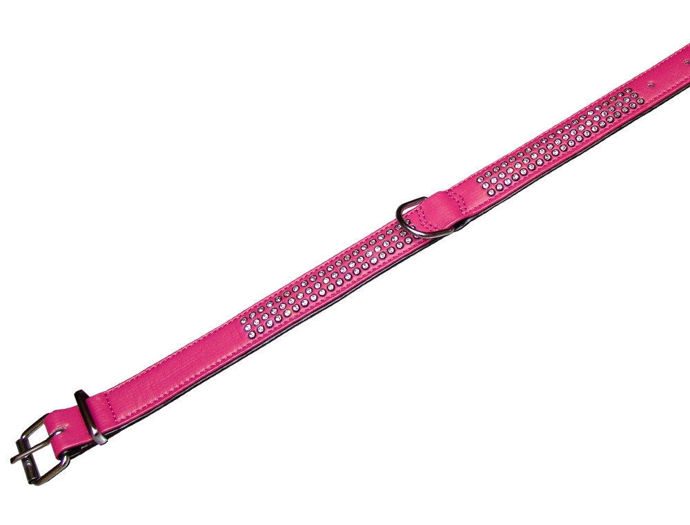 Kraag "Crystal" drievoudige rij 52 cm (38-46 cm); 22/24 mm fuchsia/zwart